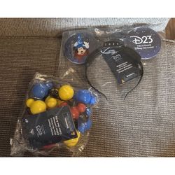 Disney D23 Light Up Ears And Mickey Light Up Necklace