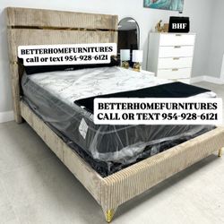 Brand New Queen Velvet Bed- Shop Now Pay Later 