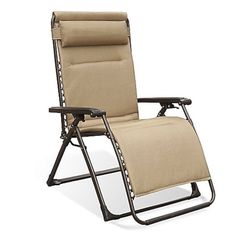 Never Rust Aluminum Oversized Adjustable Relaxer in Tan, Multi-positional/Foldable