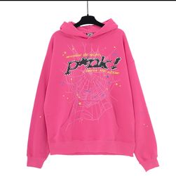 Sp5der Pink Graphic Pullover Hoodie