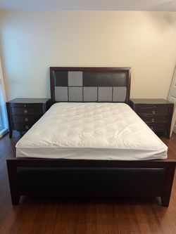 Free solid wood queen bed with 6 storage drawers-reupholstery project