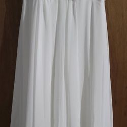 Long Keyhole With Beaded Neck White Dress