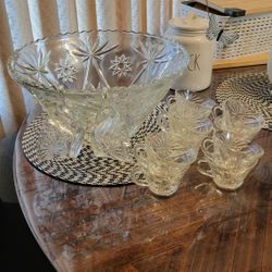 Glass 1950's Punch Bowl Set