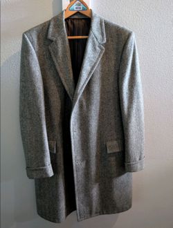 Vintage Knox NY Herringbone Wool Overcoat Mens Medium Winter Classic