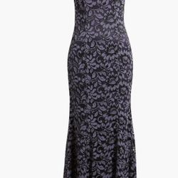 Eliza J Illusion Cap Sleeve Gown