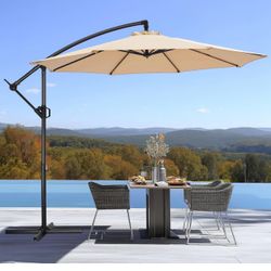 10ft Offset Patio Umbrella - Offset Hanging Cantilever Patio Outdoor Market Umbrella UPF50+ UV Protection with Easy Tilt Adjustment and Cran