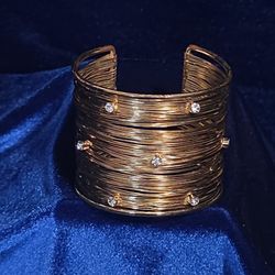 Gold Cuff Bracelet with Rhinestones – Vintage / Gatsby Style