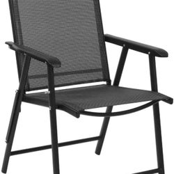 VINGLI Upgraded Version Single 1 Folding Chairs with Arms, Portable Patio Chairs for Outdoor & Indoor, Sling Back Chairs for Lawn, Pool, Courtyard, Ba