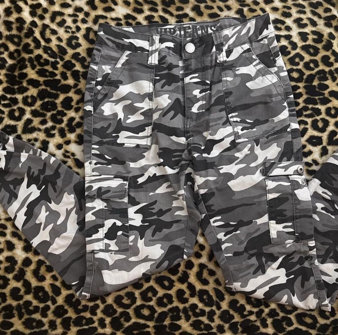 Grey - White - Black camo cargo pants