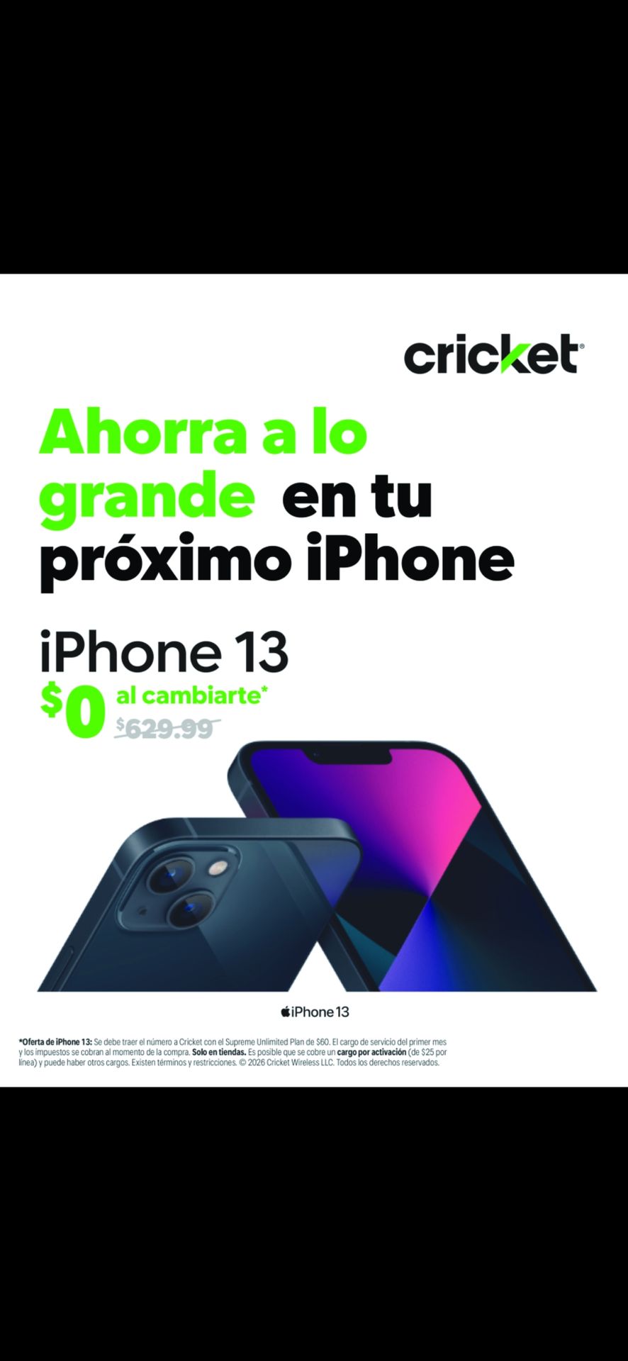 iPhone 13 – $0 al cambiarte a Cricket