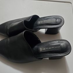Steve Madden Black Leather Mules Slip On Shoes Size 8