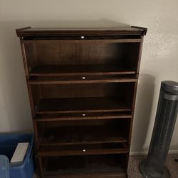 Antique Wooden Bookcase with Four Elegant Glass Doors