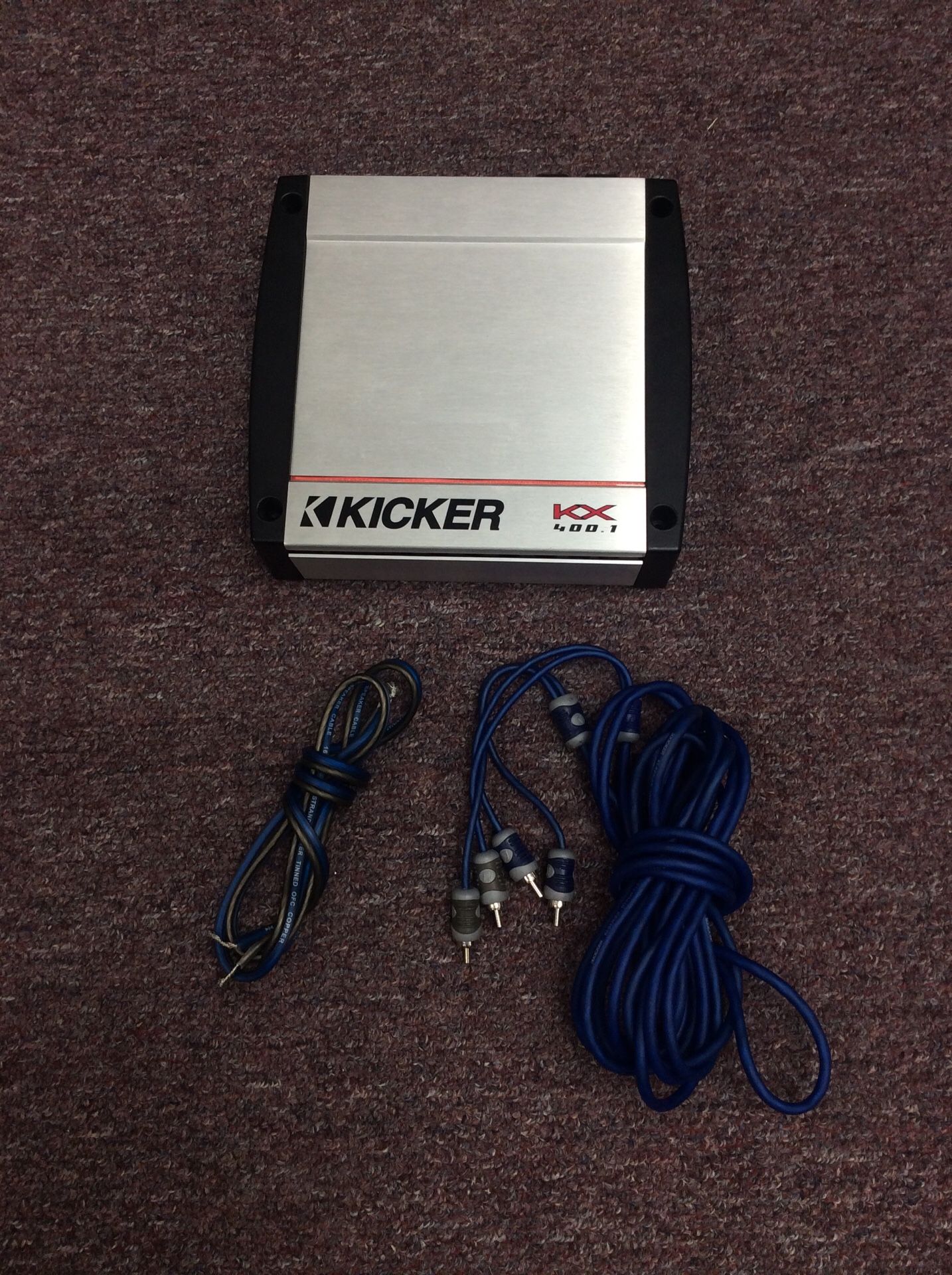 Kicker KX400.1 800W Peak Car Amp w/ Audio Cables