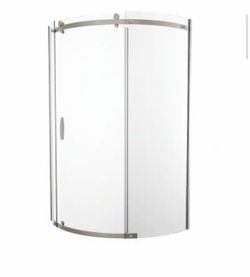 Shop Delta 38 in. W x 72 in. H Round Sliding Frameless Corner Shower Enclosure in Stainless with Clear Glass