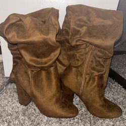 Thigh High Suede Heel Boots