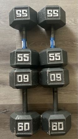 55 lb & 60 lb Rubber Hex Dumbbells | Heavy Pairs (READ DESCRIPTION)