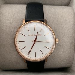 Michael Kors Women’s Pyper Three-Hand Black Leather Watch