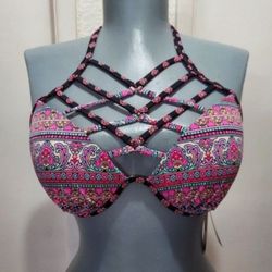 SHADE & SHORE Strappy Padded Bikini Swim Top. Size 36B. New.