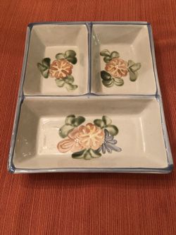 Vintage Louisville Stoneware Three Part Serving Dish