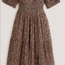 Abercrombie & Fitch Smocked Slit Midi DressFloral Short-Sleeved Size XL