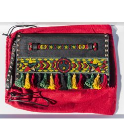 NWOT VALENTINO Beaded Calfskin Jamaican Rockstud Wristlet Clutch Multicolor