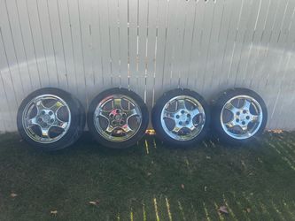 17” Chrome Porsche 911 Cup 1–Style Wheels & Tires  - Set of 4