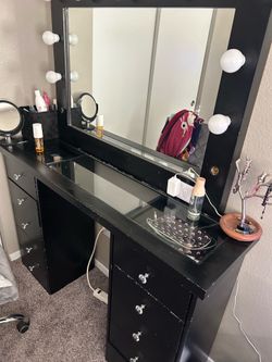 Black Vanity with Mirror