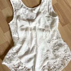 Cream White Bow In Front Lace Top