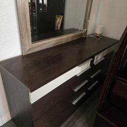 Modern Bedroom Set – Dresser with Mirror, Makeup Table & 2 Bedside Tables