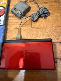 Nintendo DS Lite Crimson Red / Black Bundle - 4 Games & Charger (Excellent Condition)
