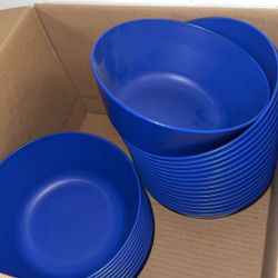 Set of 25 Blue Plastic Bowls
