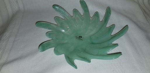 Murano dish, sea foam green & various shades of green swirled. Excellent condition.