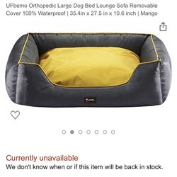 UFbemo Orthopedic Large Dog Bed Lounge Sofa Removable Cover 100% Waterproof | 35.4in x 27.5 in x 10.6 inch | Mango