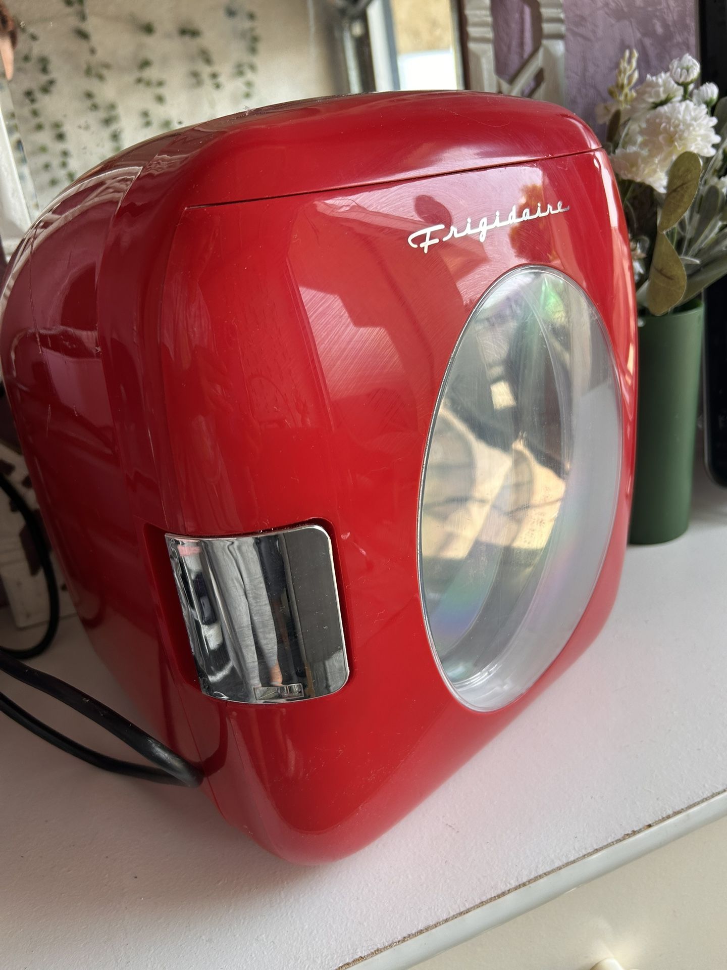 red mini fridge