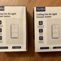 Two Esmlfe Ceiling Fan and Light Dimmer Switches