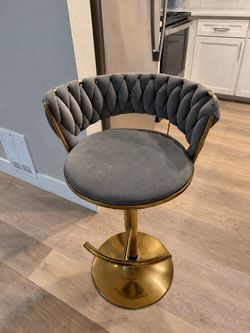 Gray Velvet Bar Stool