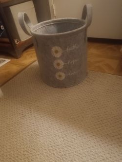 Gray Fabric Storage Basket with Handles