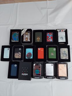 19 ORIGINAL ZIPPO LIGHTERS,  COLLECTIBLES AND ENGRAVABLE,