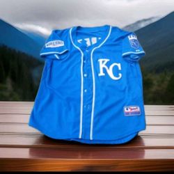 Kansas City Royals Majestic   Salvador Perez  Jersey 2014 World Series Blue Mens  large
