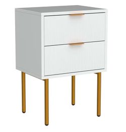 AEPOALUA Nightstand with Drawers white&gold