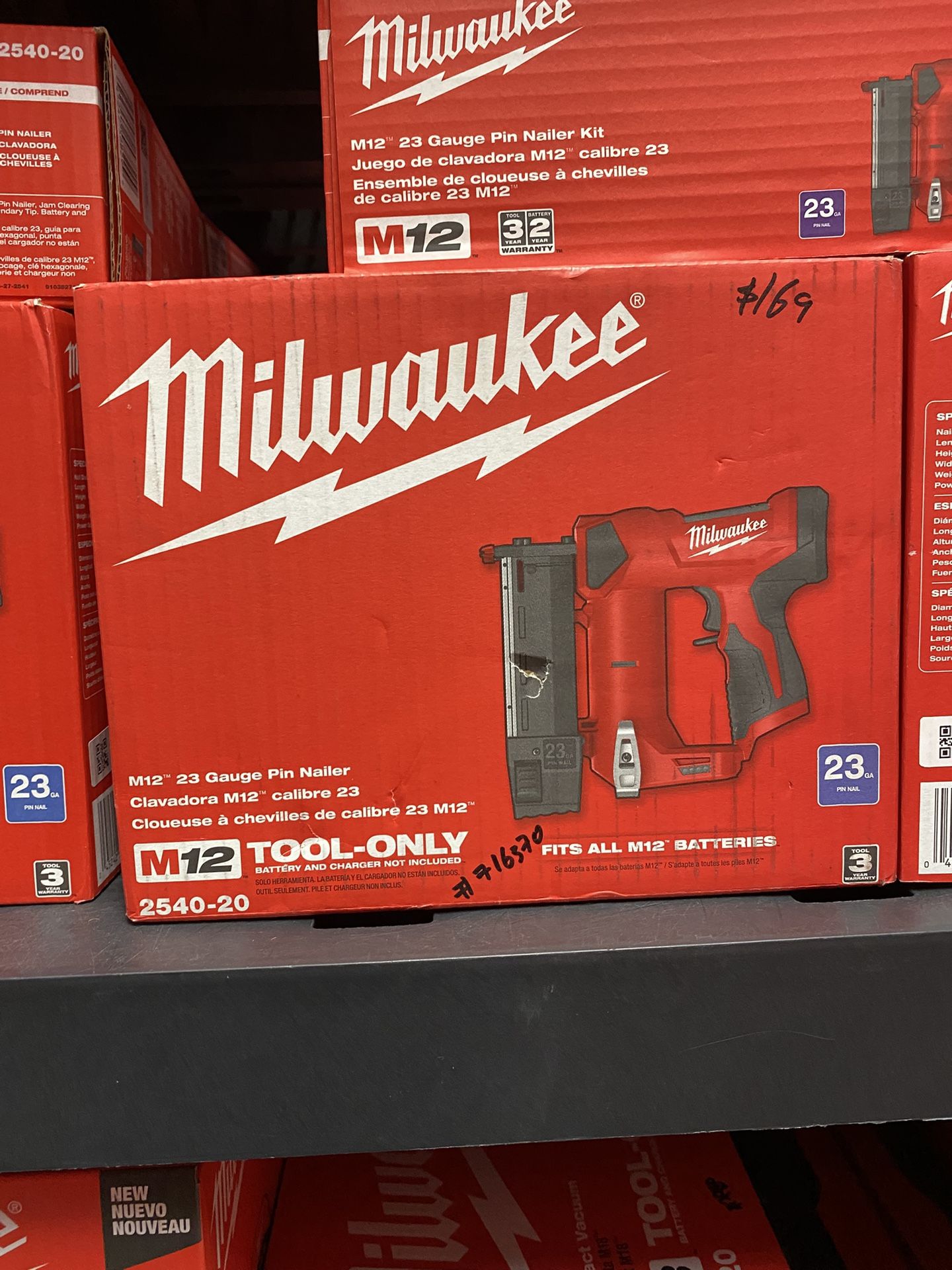 Milwaukee M12 12-Volt 23-Gauge Lithium-Ion Cordless Pin Nailer (Tool-Only)