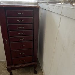 Used Jewelry Chest With Drawers And Mirror