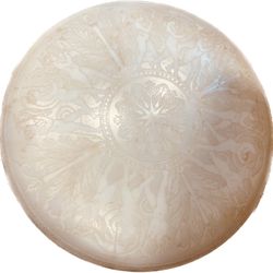 Steuben Calcite Inverted Dome Pendant Light With Whimsical Musical Cherubs 