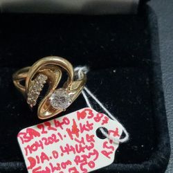 14k Yellow Gold Diamond 0.44ctw Fashion Ring Size 7