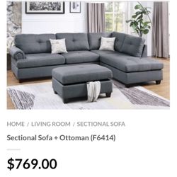 Gray Sectional Sofa With Ottoman 