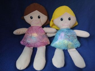 12" Greenbrier International Sparkle Plush Rag Dolls - Lot of 2