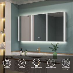 Bathroom cabinet with 60 x 30 inch LED mirror,