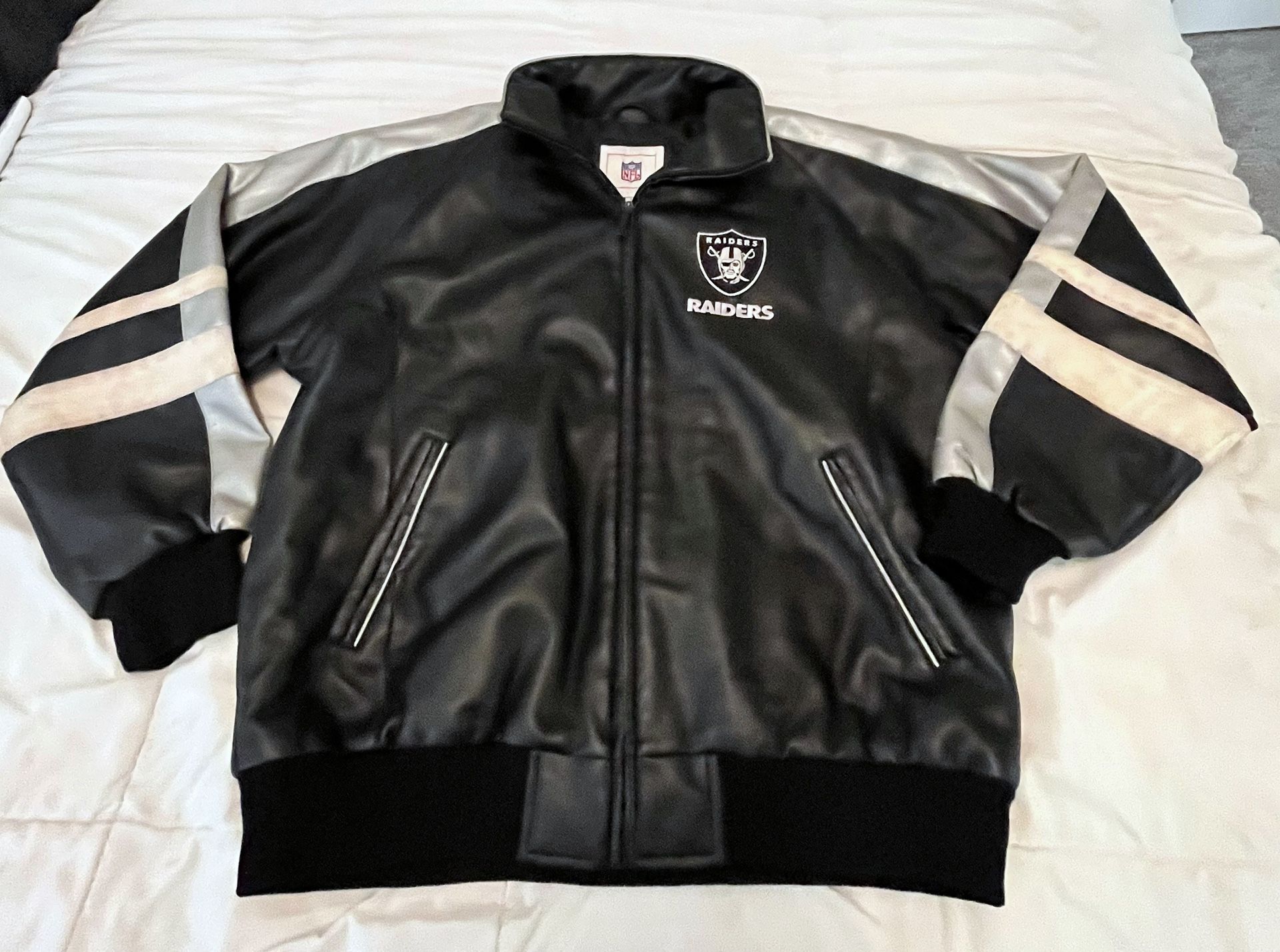 Vintage NFL Raiders Faux Leather Letterman Jacket 