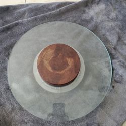 Glass Wood Lazy Susan 15" Wide
