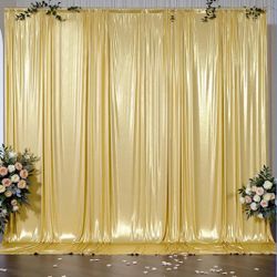Outpain 10x10ft Gold Sequin Backdrop Curtains -Heavy Duty Gold Photography Backdrops with Non-Shedding Glitter, Wrinkle-Free Stage Drapes for Wedding/